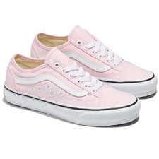 VANS Pink Floral Embroidered Canvas Low Top Sneaker Lace Up Casual 721356