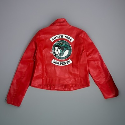 Riverdale Southside Serpents Red Cheryl Blossom Moto Jacket Women s Size L/ XL