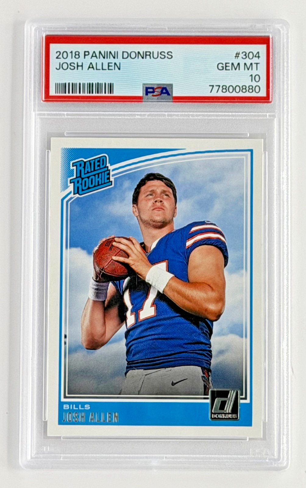 2018 Panini Donruss Josh Allen Rated Rookie PSA 10 GEM MT Bills RC view 2