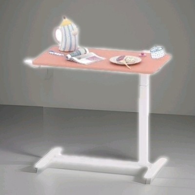 FLEXISPOT H7 PINK~Adjustable Overbed Bedside Table w Wheels + Pneumatic Adjust