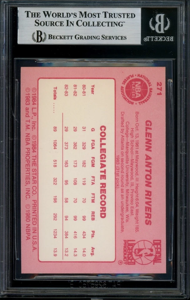 1983-84 Star #271 Doc Rivers Rookie BGS 8.5 - Image 2 of 2