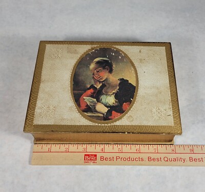 Vintage Mele Jewelry Box Jewel Case Music Box Red Velvet