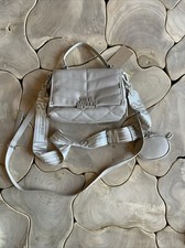 Steve Madden Beige Quilted Crossbody Satchel Purse Fold Over Double Strap Coin