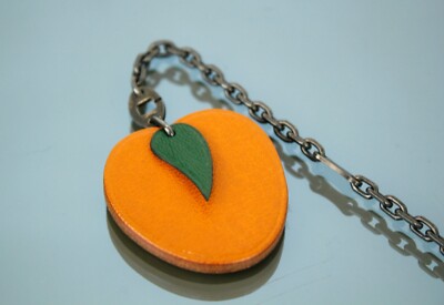 Hermes Fruit Motif Orange Leather Key Chain Bag Charm Accessories
