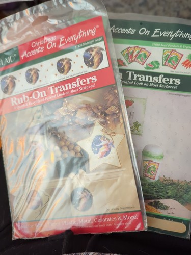 Lot/2: Plaid Rub-On Transfers: #57060 Seeds & Veggies, #57136: Midnight Angel