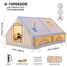 Inflatable Tent Camping,129 Sq Blow Up Tent ,Easy Setup Portable Air Cabin Tent