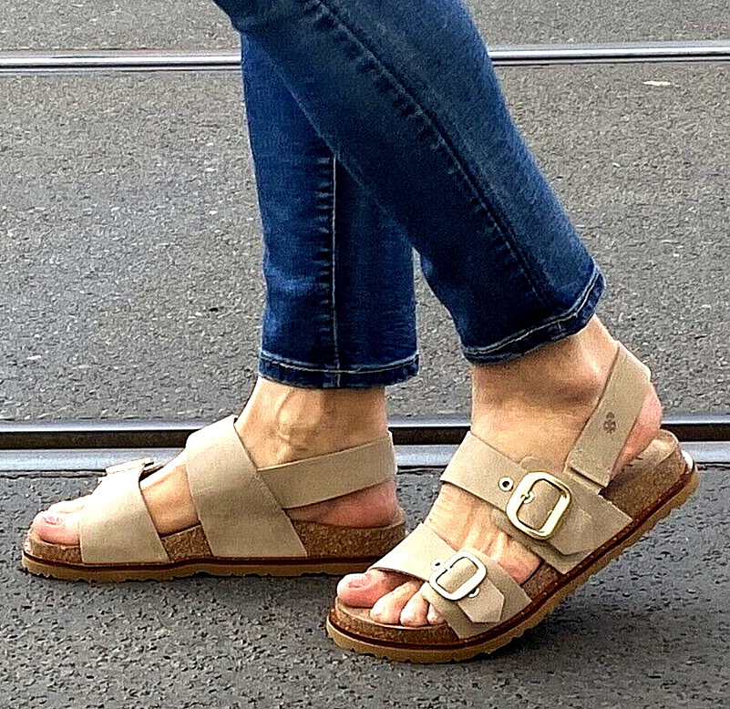 Yokono Bolus-252 Песочно-бежевые женские сандалии weiches Lederfußbett Damen