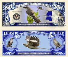MISSISSIPPI NORTHERN MOCKINGBIRD MILLION DOLLAR BILL NOVELTY NOTE (2 Bills)