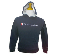 CHAMPION Boy's Size Large Blue Hoodie Spellout Logo Hooded Sweatshirt Shirt