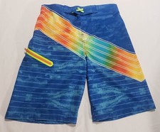 Wonder Nation Boy's Blue with Orange Stripes Swim Trunks Size XL 14-16 Husky
