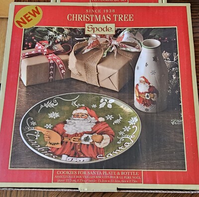 New Spode Christmas Tree Collection: Cookies for Santa Plate and Milk  Bottle Set