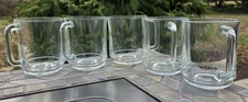 5 Duralex Lys Stackable Glass Clear Mugs, France 310ml (10-7/8 oz) FREE SHIPPING