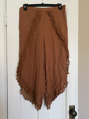 Shein 1X Boho Tulip Hem Pants In Orange