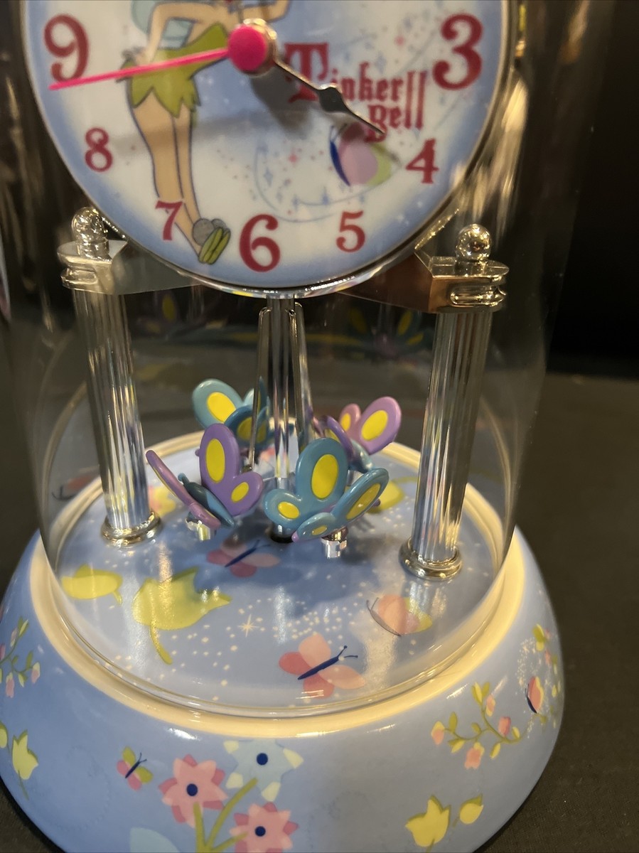 DISNEY Tinker Bell Porcelain Anniversary Glass Dome Mantle Clock