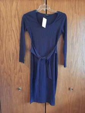 NEW ! Women Slim Fit Knitted Sweater Dress Dark Blue Size S