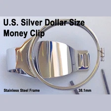 Silver Dollar Size Money Clip Stainless Coin Holder Bezel Morgan Peace Liberty ✅