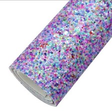 Purple rainbow mix Chunky Glitter Iridescent FAUX LEATHER ROLL 12" x 55" 1263475
