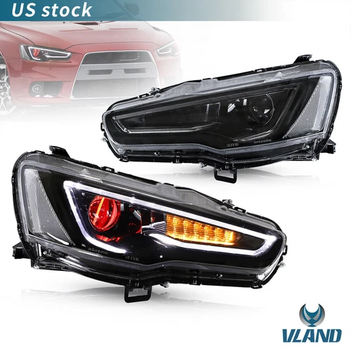 Demon Eyes Headlights +Smoked Taillights For Mitsubishi Lancer & EVO X 2008-2017 - Picture 2 of 16
