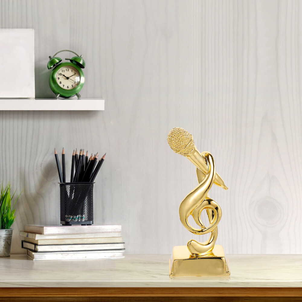 Microphone Trophée En Résine Dorée – Récompense Pour Concours De Chant, Encouragement Enfants