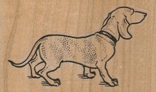 Dog With Collar 3 x 1 3/4" Rubber Stamp, Dog Stamp, Dog Lover Stamp