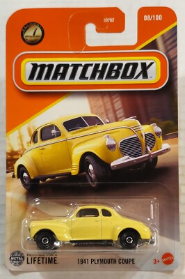 Cochecito Matchbox 2024 - Plymouth Coupe 1941, Color Amarillo, Edición 8/100, Para Coleccionistas Y Niños