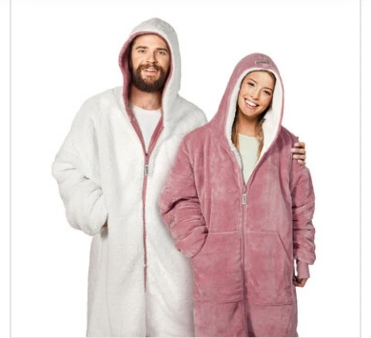 Sherpy Unisex Zip-Up Velour Reversible Sherpa Hoodie One Size Mauve | eBay