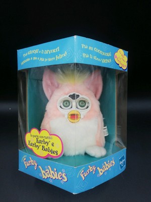 Vintage Furby Babies Gig Electronic Tiger Pink White Occhi Verdi Hasbro