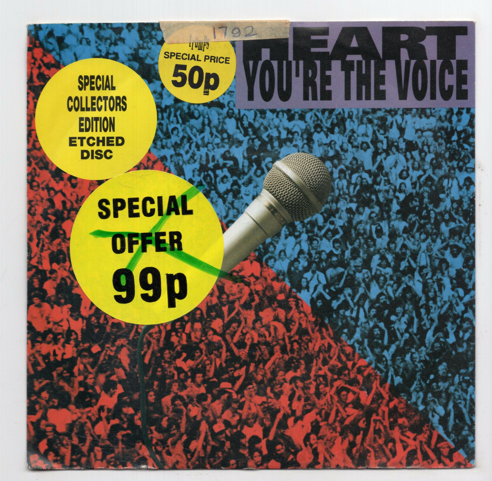 (G569) Heart, You're The Voice - 1991 - 7"" vinyl etched disc
