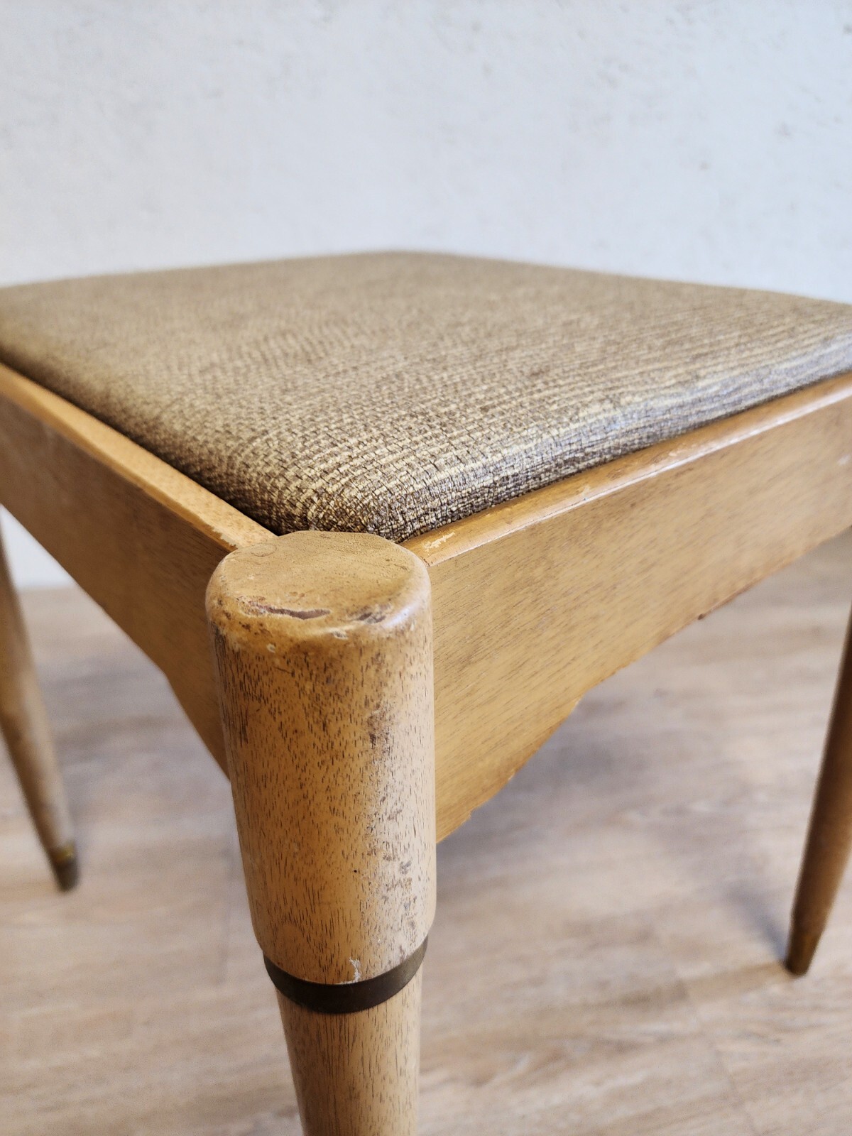 VTG SINGER Danish Modern Stool Storage Bench-1960's  Taper Leg Storage Ottoman