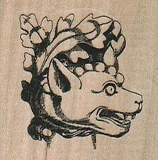 Dog Head 1 3/4 x 1 3/4" Rubber Stamp, Structures Stamp, Places Stamp