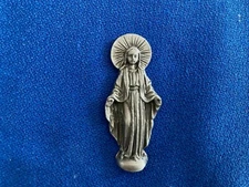 Vintage Catholic Religious Silver POCKET STATUE Our Lady Stunning Detail