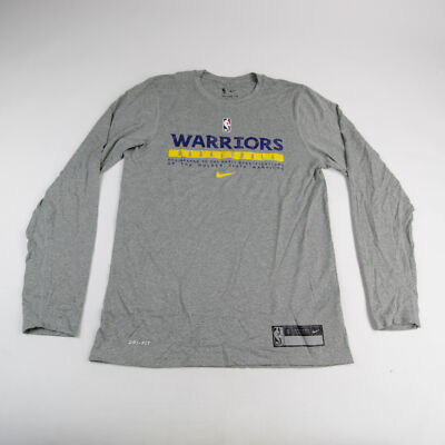 Golden State Warriors Nike NBA Authentics Long Sleeve Shirt Men's Gray New