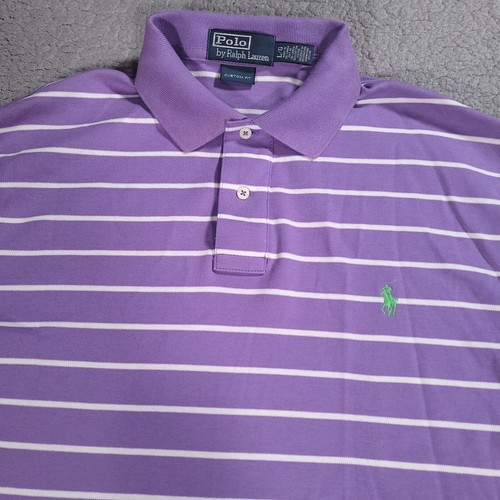Ralph Lauren Polo Shirt Mens Large Vintage Green Pony Cotton Striped - 第 2/8 張圖片