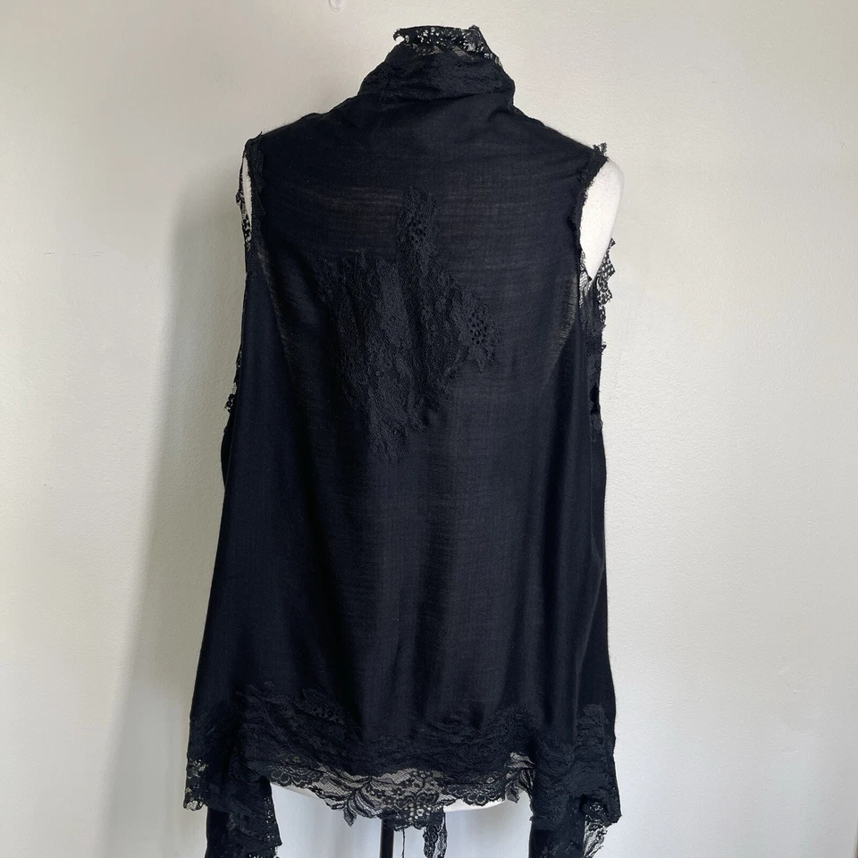 蕾丝背心女式中号黑色丝绸开放式巫婆深哥特式蒸汽朋克心形背面 — 第 4/4 张图片