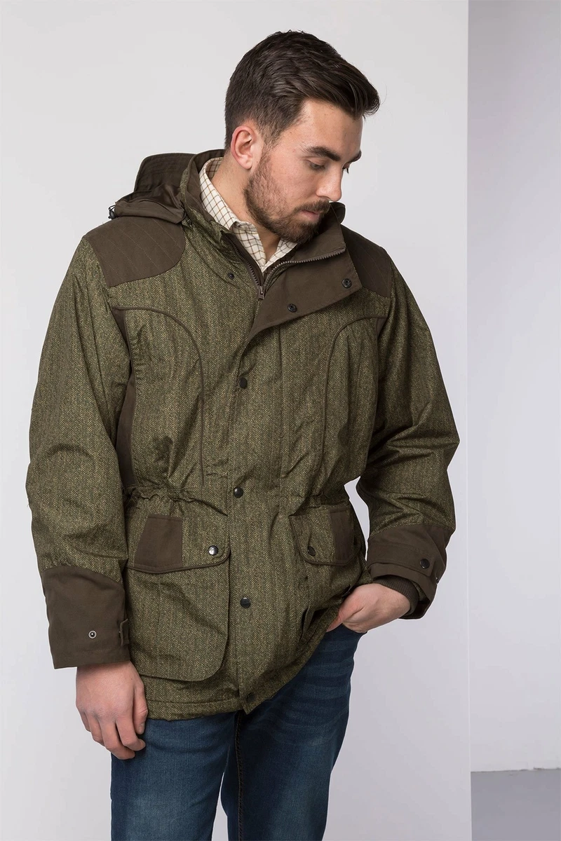 Rydale Shooting Jacket Mesh Lined Waterproof Tweed Hooded Hunting