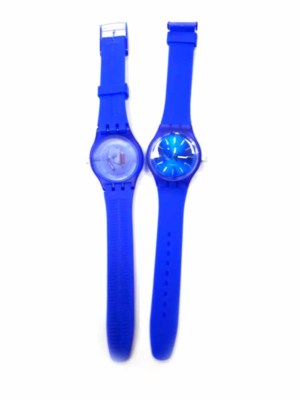 Blue Prisoner Watch Transparent Behind Wristwatch Battery