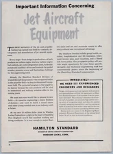 1952 Hamilton Standard Vintage Aviation Ad Jet Propeller Turbine Engines