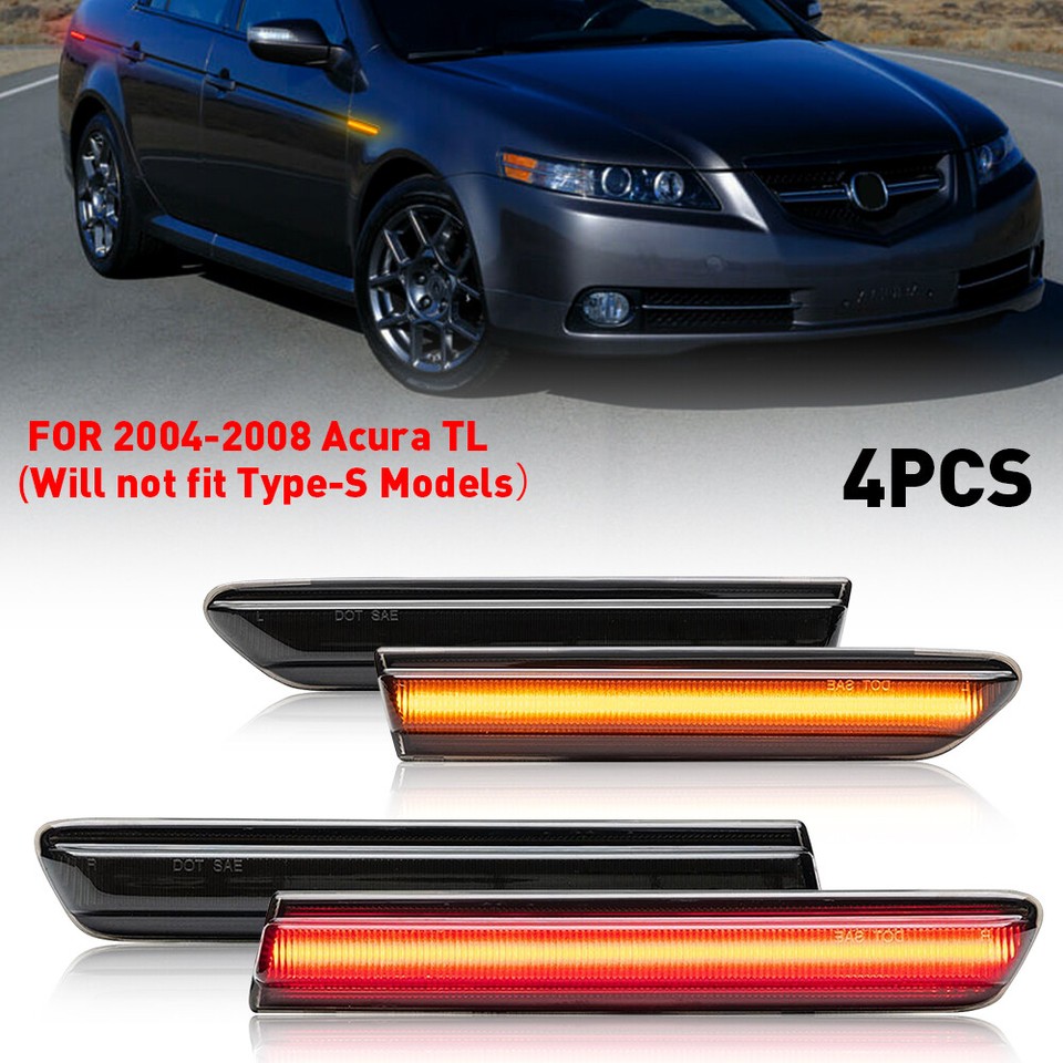 4 For Acura 20042008 TL Front Rear Amber Red LED Side Smoke Marker