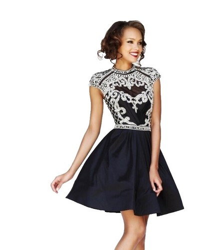sherri hill navy homecoming dress Sherri Hill Halter Ruffle Homecoming Dress 56487 main image 1