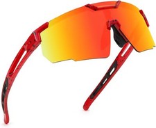 Sports Cycling Sunglasses for Men Women, Baseball Youth Black-red