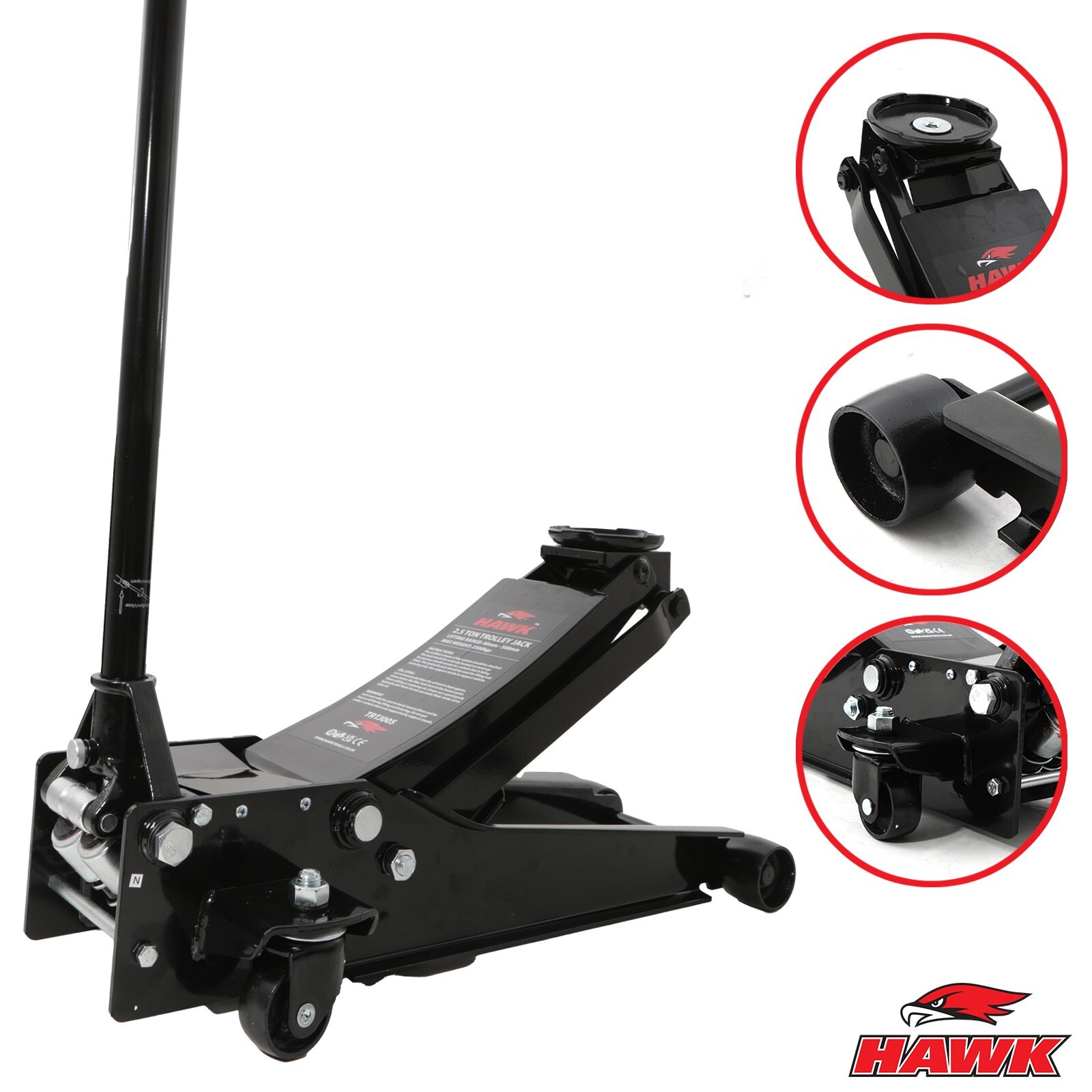 2.5 TONNE DUAL PISTON STEEL GARAGE FLOOR CAR JACK 2.5T HYDRAULIC HANDLE LIFT
