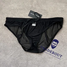 N2N Bodywear Men black sheer mesh swim brief swimwear underwear size M L XL