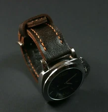 Handmade Leather Watch band Soft Thick Custom Brown watch strap fit PAM 18-24mm