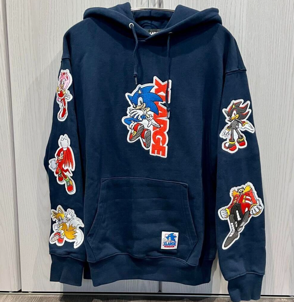 Rare XLARGE × SONIC THE HEDGEHOG Size M Hoodie Mens Women Navy