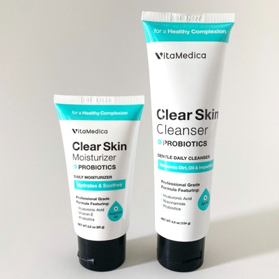 VitaMedica Clear Skin + Probiotics Cleanser 4oz/124g & Moisturizer 2oz/62g NEW!