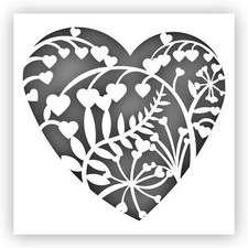 Heart Garden Leaves Stencil - Choose a Size - Laser-Cut Reusable Plastic