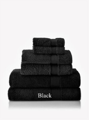 ESPALMA * SIGNATURE ZERO TWIST * PLUSH * 6 PIECE TOWEL SET * COLOR BLACK
