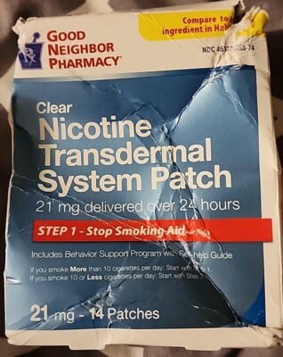 14 GNP Nicotine Transdermal System Patch Step 1 Patch 21mg Like HABITROL 02/27+