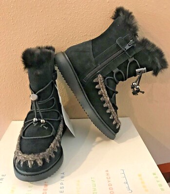 NIB Girls Geox Respira Thymar Black Suede Boots Shoes 10.5 EU 28