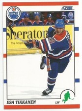 ESA TIKKANEN 1990-91 SCORE CARD NEAR MINT+/NEAR MINT CONDITION EDMONTON OILERS
